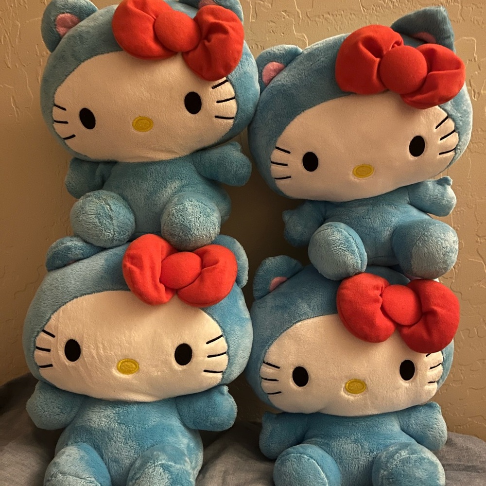 Lot of Four Hello Kitty Blue Kitty Cat Costume Plush Toy Set